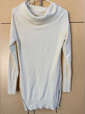 GUESS Cream Cowl Neck Long Sleeve Sweater Tunic